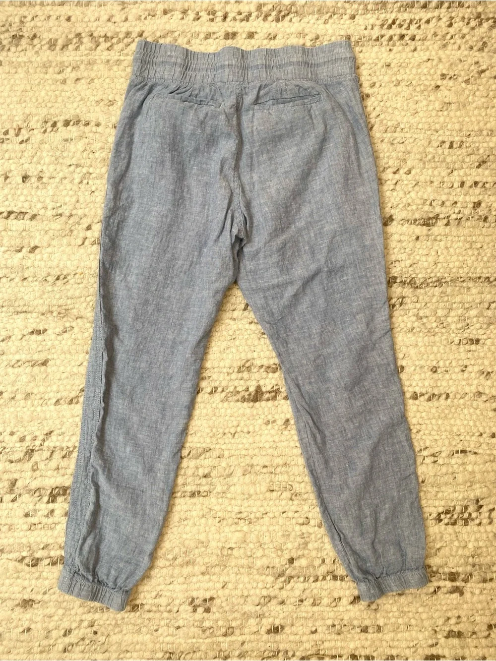Athleta Cabo 100% Linen Chambray Joggers in Blue, Size 6 - Picture 6 of 11